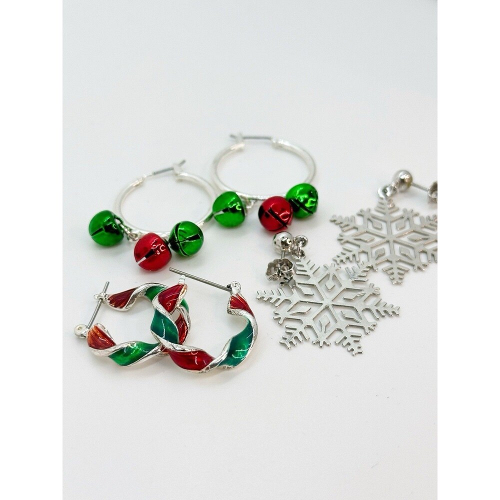 Vintage Christmas Themed Earring Lot Costume Jewelry Pierced Ears